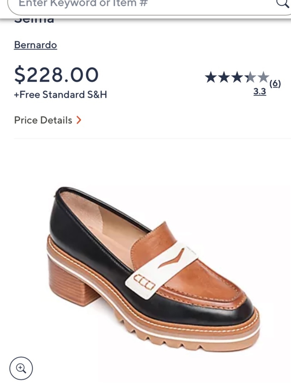 Bernardo Tri-Tone Leather Block Heel Loafer - Black/Brown/White